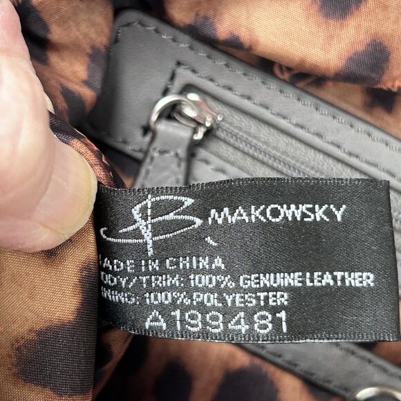 B. Makowsky grey Leather slouchy Silver Hardware Twisted Shoulder Strap Purse. - Picture 8 of 9